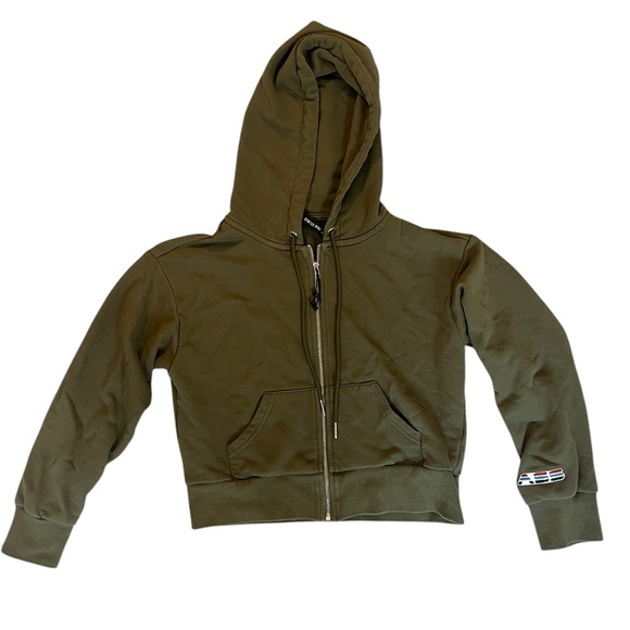 Adam Selman Sport Olive Green Zip-Up Hoodie size Small - Picture 1 of 1